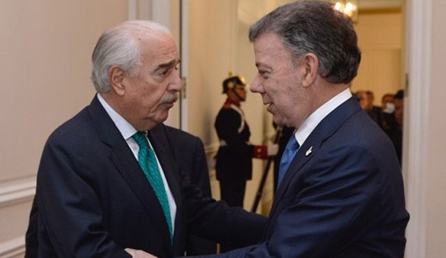 A las 10:30 de la mañana se reunieron el presidente de Colombia, Juan Manuel Santos, y uno de los líderes del No en el plebiscito, Andrés Pastrana. Presidencia de Colombia
