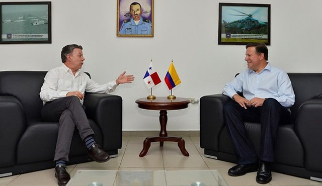 Juan Manuel Santos sostuvo una reunión binacional con su homólogo panameño Juan Carlos Varela. Colprensa