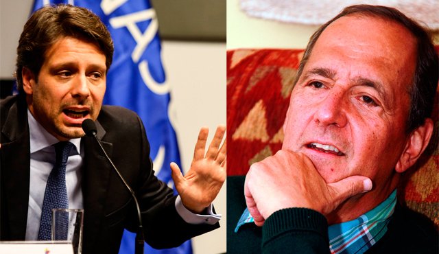 "Estuve en Quito entrevistándome con canciller del hermano país, agradeciéndole la hospitalidad que están prestando a diálogos con Eln", expresó Restrepo (derecha). Archivo