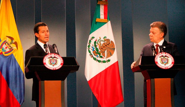 Enrique Peña Nieto, presidente de México (Izquierda) y Juan Manuel Santos, presidente de Colombia (Derecha). Colprensa