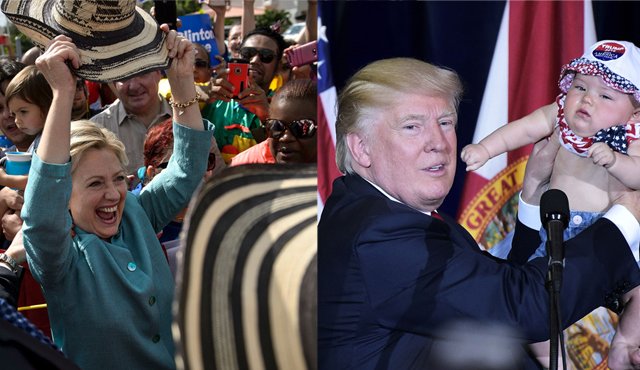 Este lunes, el promedio de los sondeos atribuye a Clinton una delantera de aproximadamente 2,7 puntos porcentuales en la carrera electoral. AFP