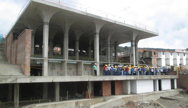 La infraestructura inicial del pueblo deberá estar terminada este año, que incluye las primeras casas, la plaza de mercado (en la foto), la alcaldía, y la plaza principal. Cortesía