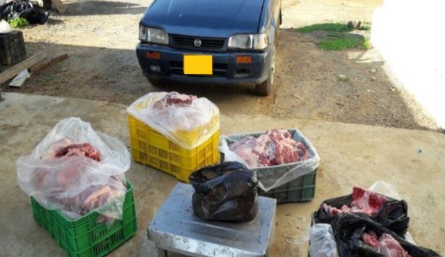 La carne estaba camuflada en un bafle de sonido en el baúl de un carro. Policía