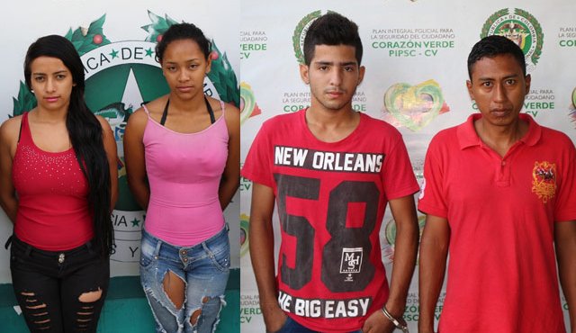 Maryury Paola Solano Ibarra, la venezolana Aulianis Carolina Castellanos Rodríguez, Gustavo Alexis Cárdenas Gómez y Lino de Jesús Pérez Márquez, fueron enviadas a prisión por el delito de hurto. Policía