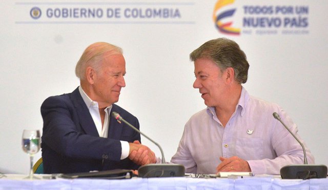 El vicepresidente de Estados Unidos, Joe Biden, exaltó ayer el trabajo liderado por el presidente Juan Manuel Santos para lograr la paz de Colombia. Presidencia de Colombia