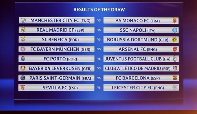 Así quedaron definidos lo sjuegos de octavos de final de la Champions League. AFP