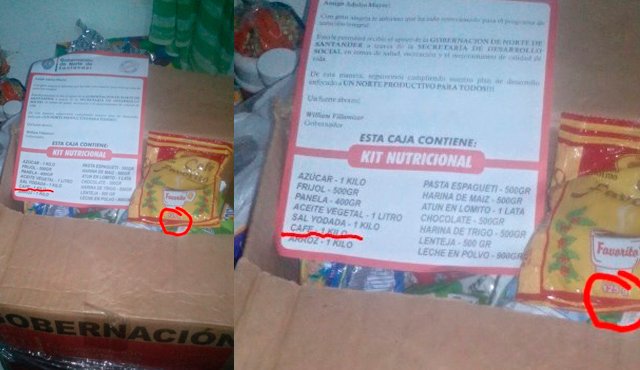 Rubí Chacón, secretaria de Desarrollo Social, destacó que la falla en el escrito fue cometido por el operador del plan social, el Consorcio CDBP, pues el contrato de servicios diáfanamente refleja que el artículo entregado debe ser de 125 gramos y no de un kilo. Cortesía