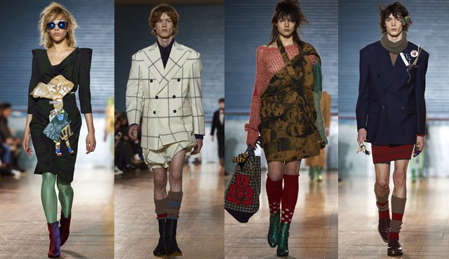 Diseños pocos convencionales. Fusión en la colección de hombres y mujeres. AFP