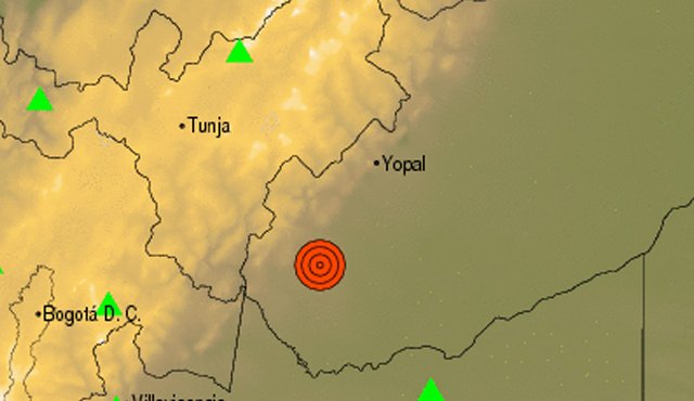 A las 10:38 a.m. se presentó un sismo medido en 4.9 grados en la escala de Richter, con epicentro a 20 kilómetros al sureste de la cabecera municipal de Tauramena (Casanare). Captura de pantalla