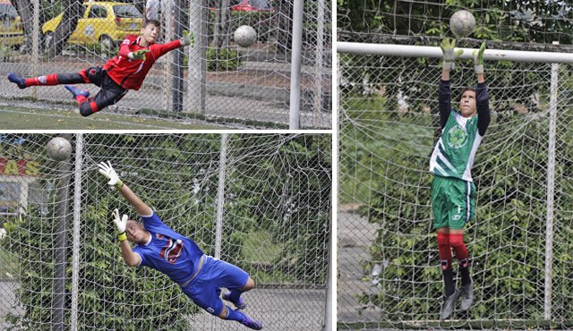 Andrés Felipe Durán Macías (arriba), perteneciente a la escuela Simplemente futbol. Cristian Andrey Marín Morantes (abajo) de 16 años pertenece al escuela Talento Motilón y Daniel Felipe Morantes Pretelt (derecha) de 15 años, pertenece a la escuela futbolística Estrella Roja y negra. Mario Caicedo