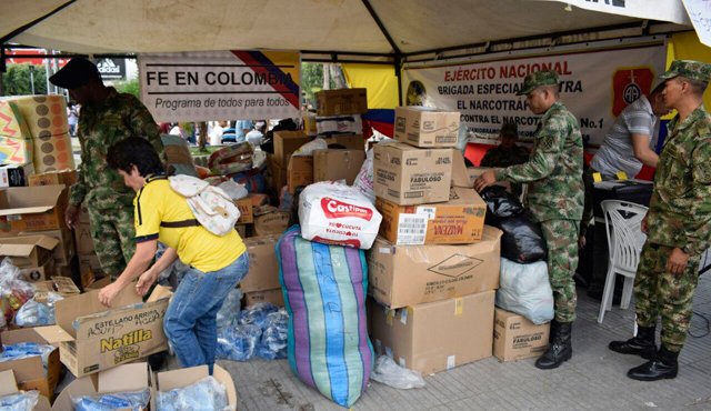 En el parque Santander, en Cúcuta, el Ejército cuenta con un punto de recolección. Ejército