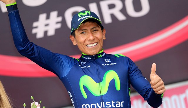 Quintana considera que, con la baja de Fabio Aru, su "máximo rival es Nibali", que querrá dar lo mejor en el Giro del centenario y ante su público. Archivo