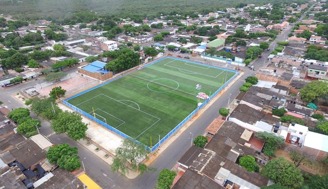 Así luce hoy la cancha 11 de Noviembre de Los Patios, en un mes será inaugurada. Cortesía