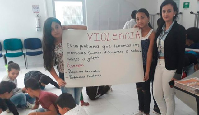 Las actividades con menores de edad hacen parte de los talleres de transformación social que lideran la UFPS, GIZ, la Secretaría de Gobierno de Ocaña y el enlace de atención a víctimas. Javier Sarabia
