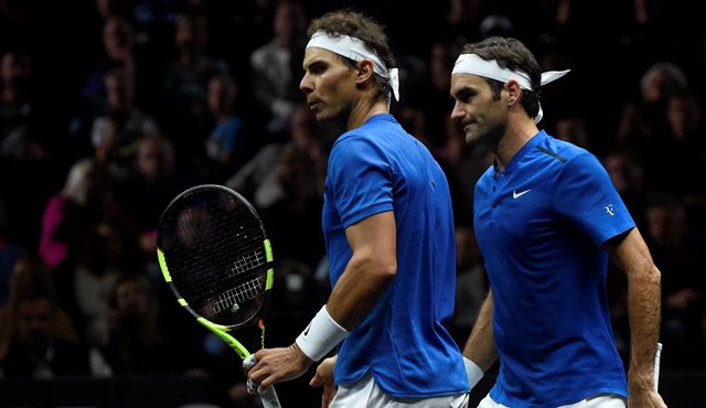 Nadal y Federer vencieron por 6-4, 1-6 y 10-5 a los estadounidenses Sam Querrey (N.16) y Jack Sock (N.21). AFP