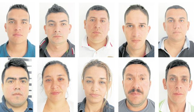 Arriba: Milton Ferney Narváez, Carlos Geovanny Carrillo, Jhon Albeiro Hernández, Luis Alfonso Villamizar y Ronald Yair Gómez . Abajo: Diego Fernando Nuñez, Alba García Fonseca, Carmen Marina Cárdenas, Luis Alberto Gutiérrez, Óscar Antonio Gamboa. Policía Nacional