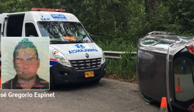 Accidente de tránsito en la vía Cúcuta - Pamplona. En la foto pequeña: José Gregorio Espinel. Cortesía