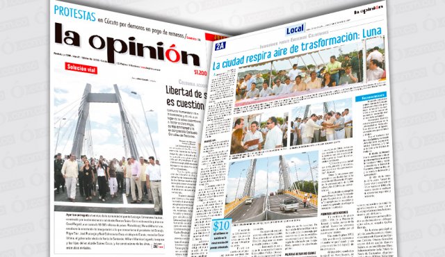 El puente de tirantas fue inaugurado el 26 de diciembre de 2007 y así informó La Opinión esta noticia. La Opinión