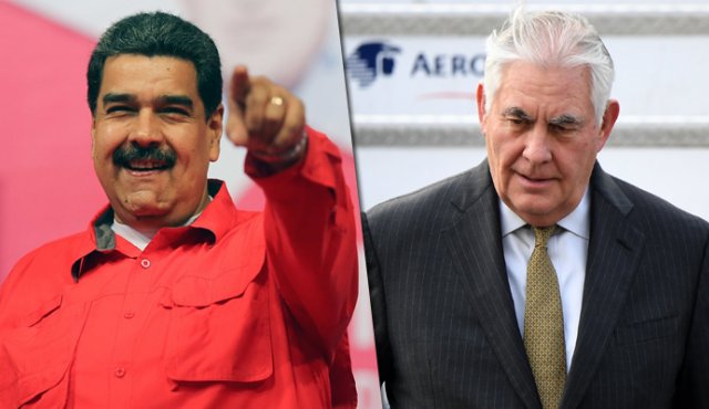Presidente Nicolás Maduro y el secretario de Estado estadounidense, Rex Tillerson. AFP