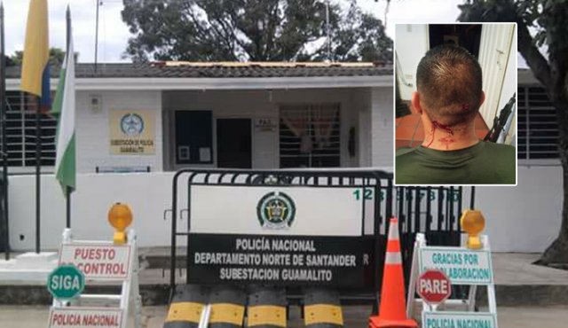 El patrullero Javier Davian Hernández recibió un disparo a la altura del cuello. Cortesía