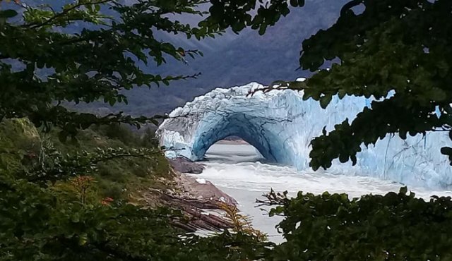 El Perito Moreno, con una extensión de unos 200 kilómetros cuadrados, está situado sobre la cordillera de Los Andes, límite natural entre Argentina y Chile. Tomada de Twitter @ParquesOficial