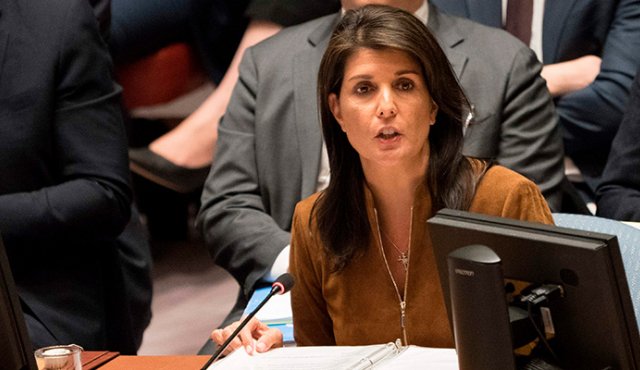 La embajadora, Nikki Haley, defendió que el Consejo debe actuar ante el supuesto uso de armas químicas, del que responsabilizó al régimen sirio, pero dejó claro que su país actuará si eso no ocurre. AFP