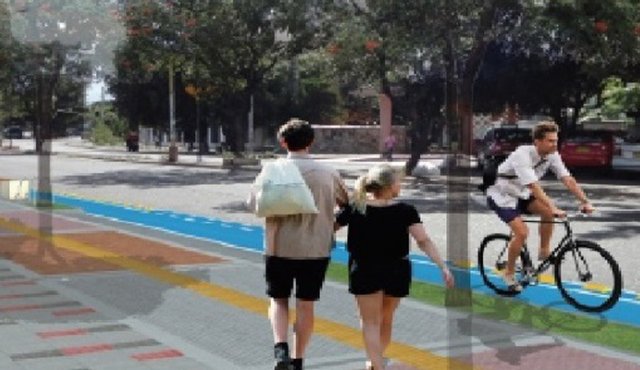 El proyecto de realineamiento de la avenida Gran Colombia prevé la recuperación del espacio público, que actualmente es ocupado por parqueaderos. Cortesía