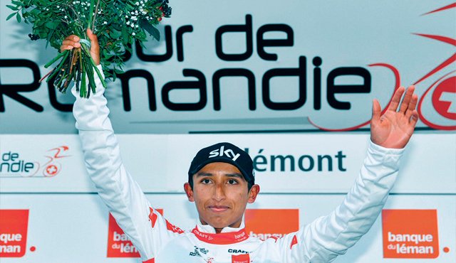 Bernal terminó segundo en la general y la camiseta del joven piloto en el último día en el Tour de Romandía para coronar otra semana impresionante para el deportista de 21 años. Twitter Sky