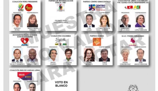 Foto del tarjetón. Cortesía