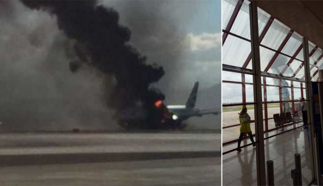 En las inmediaciones del aeropuerto José Martí se observa una intensa columna de humo y numerosas dotaciones. Tomada de Twitter