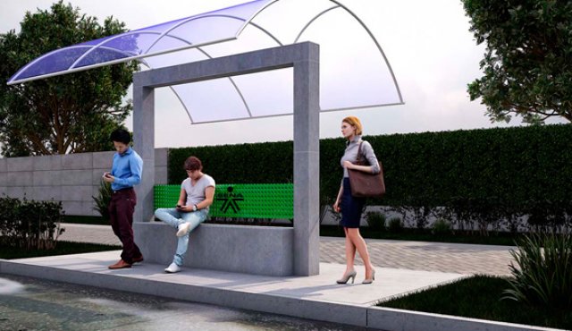 Este es el prototipo de los dos paraderos de bus urbano que estudiantes del Sena donarán a los vecinos del barrio San Martín, en la Comuna Cuatro. Orlando Carvajal