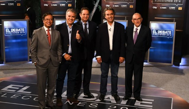 (De izquierda a derecha) Gustavo Petro, Iván Duque, Germán Vargas Lleras, Sergio Fajardo y Humberto De la Calle. AFP