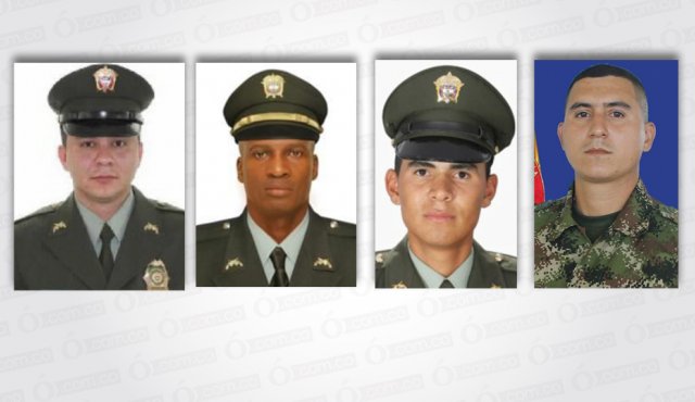 Luis Carlos Torres Montoya, Wilber Rentería, Yemilson Gómez Correa y el soldado Jesús Alberto Ramírez. Colprensa