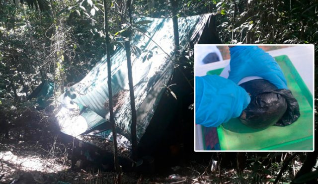 En zona boscosa de la vereda Área Libre. Ejército