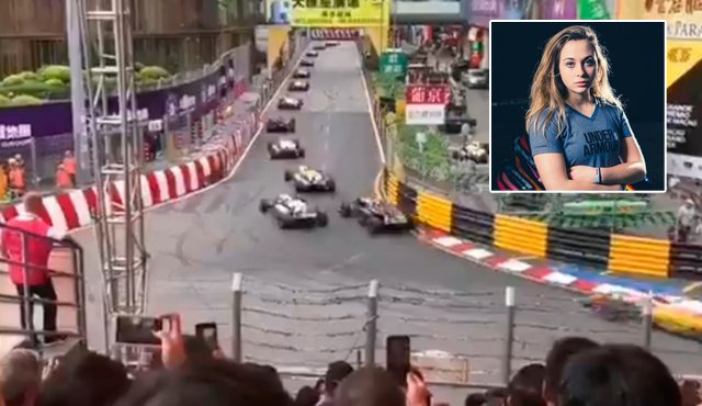 El Dallara Mercedes de Flörsch golpeó un monoplaza, se fue por encima de las vallas de seguridad y destrozó una cabina de fotógrafos, antes de caer sobre una zona en la que había comisarios de pista. Captura de video