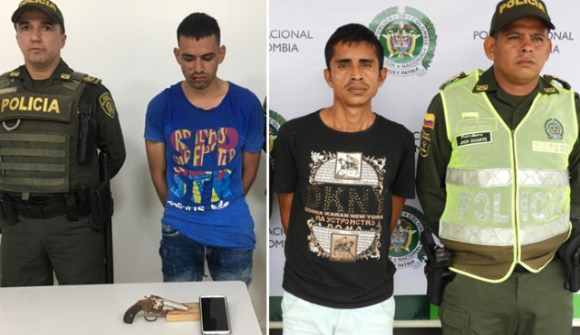 Luis Ramón Pinzón Gelvez (izquierda), de 25 años, atracó a un mujer. Policía Nacional