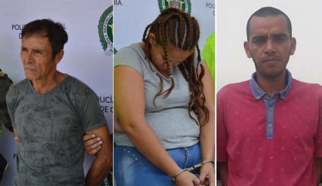 Jorge Montes, Laura Lorena Monsalve Parada y Roberto Antonio Murcia Medina. Policía Nacional