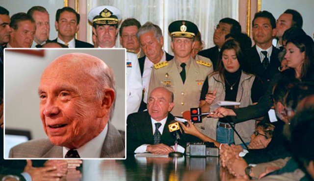 El 11 de abril de 2002, en el fallido golpe de Estado contra el entonces presidente Hugo Chávez, asumió brevemente la Presidencia de Venezuela, Pedro Carmona. Telesur