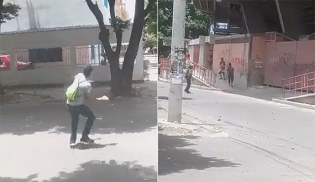 En videos publicados en redes sociales se ven los hinchas de ambos clubes durante la riña. Captura de video
