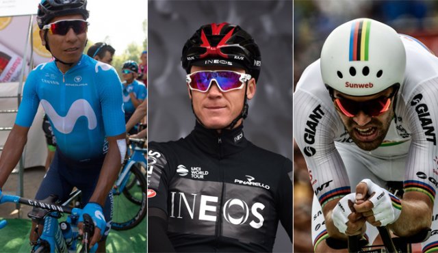 El colombiano Nairo Quintana (Movistar), el británico Chris Froome (Ineos) y el holandés Tom Dumoulin (Sunweb). AFP