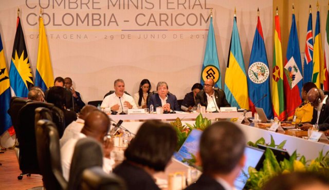 Duque en la Cumbre de la Comunidad del Caribe, en Cartagena. Colprensa
