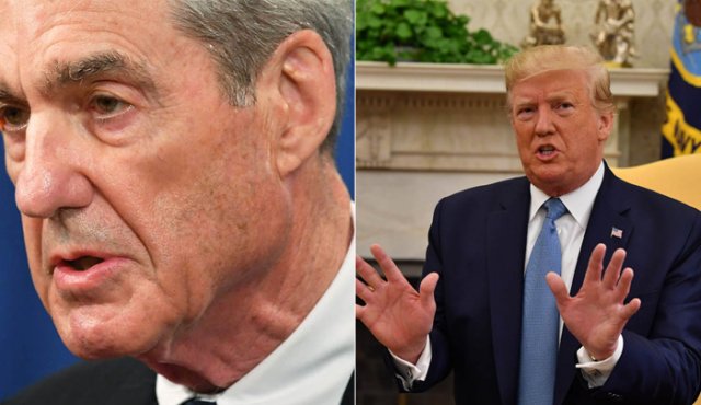El presidente Trump (derecha) volvió a tildar la investigación de Mueller (izquierda) de “caza de brujas”. AFP