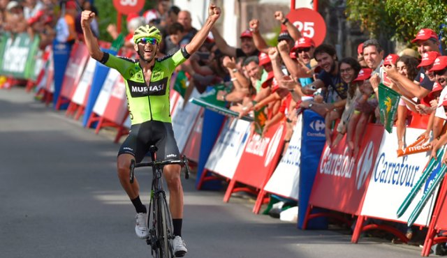 "Estoy feliz, nunca he ganado en profesional y estrenarme en la Vuelta a España es un sueño hecho realidad", dijo Iturria. AFP
