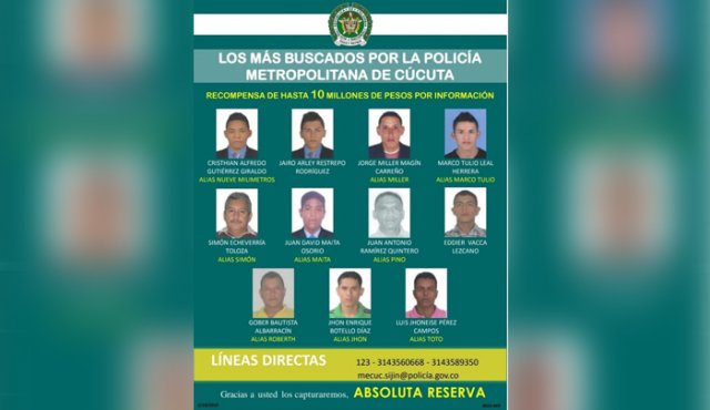 El cartel de los más buscados. Policía