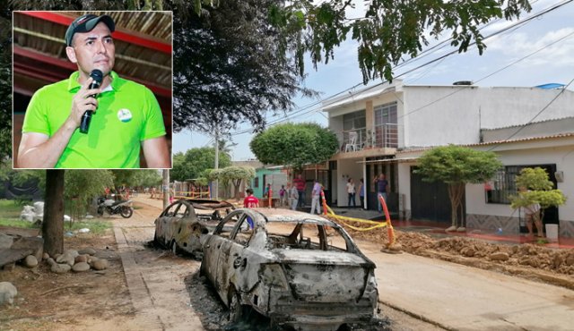 Los vehículos estaban parqueados diagonal a la vivienda del candidato. Laura Serrano