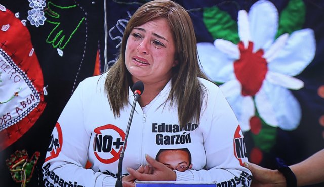 Luz Ángela Garzón, hermana de Eduardo, que imploró que no siguieran llamando “guerrilleros” tanto a su familiar como a las demás víctimas mortales de estas ejecuciones extrajudiciales. Colprensa
