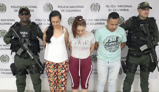 Yeiny Paola Orjuela, Jonathan Espitia y Maguancy Carrascal. Policía Nacional