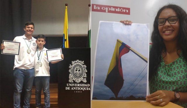 Juan Sebastián Hernández y David Alejandro Barrera, del Colegio Calazans se destacaron en las Olimpiadas de Matemáticas. Nicol Grisales hizo parte de la comitiva de filosofía de la Institución Educativa Julio Pérez Ferrero. Cortesía