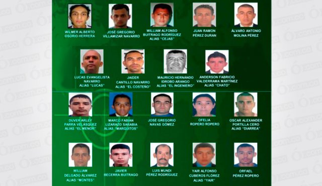 De las 20 personas, requeridas con órdenes de captura, a 17 de ellas la Seccional de Investigación Criminal (Sijín) Cortesía