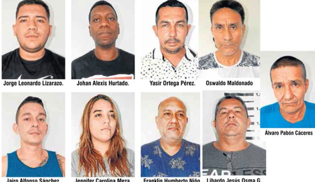 Ocho hombres y una mujer señalados de cometer hurtos. Cortesía